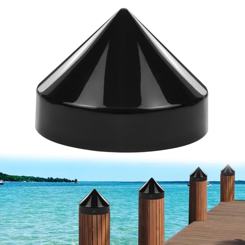JYINCPED - 8 Inch Cone Pylon Cap for Marine Dock, Piling Cap for Dock Post Pole Pipe Head,Dock Pylon Cover Caps for Marine Boat, Floating Docks, Piers, Black