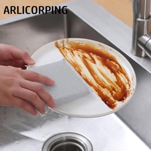 ORBITORA Sponge Scrubber, Scrub Sponge for Utensil Cleaning, Scratch Proof Scrubber for Kitchen Utensils, Steel Wire Non-Scratch Reusable Dishwashing Sponge for Kitchen(Pack of 4) 2