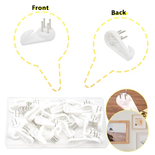 Image of 50 PCS Picture Hanging Hooks Plastic Invisible Nail Hangers Concrete Wall Hooks Hardwall Picture Hangers Picture Hook for Photo Frame Decorations (XK-SL /30x15x5mm)