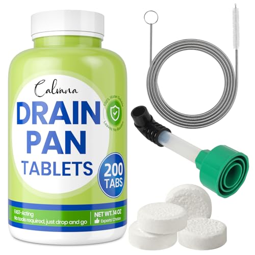 Calvana AC Drain Line Cleaner Kit with 200 Tablets, Adapter and Flexible Brush for HVAC, AC Unit, Mini Split and Dehumidifier