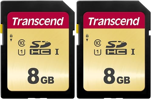 Image of Transcend 8GB SDXC 500S Memory Card UHS- I, C10, U3, V30, 4K, Full HD, MLC, Up to 95/50 MB/s (appropriate for DSLR cameras and advanced camcorders) TS8GSDC500S (Pack of 2)