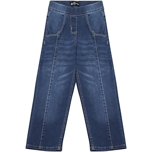 Girls Relaxed Straight Fit Boot Cut Mid Blue Baggy Jeans Elastic Waist Stretch Pants Flared Jeans Straight Trouser2