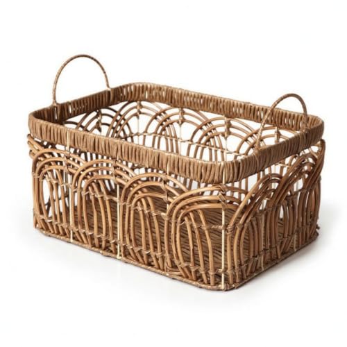 Cesta de mimbre sintético rectangular grande de 39cm para baño y cocina 2
