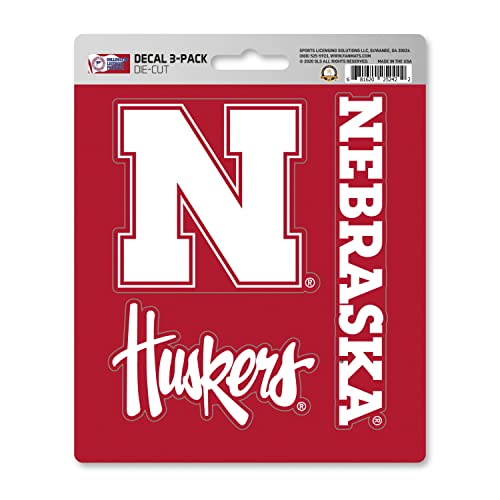 FANMATS NCAA Nebraska Cornhuskers Team Decal, 3-Pack, Red, 61043