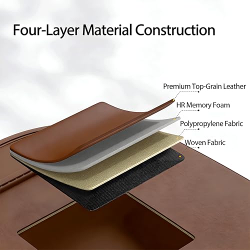 FASTAGEI 2 Pack Universal Foldable Car Backseat Organizer with Table Tray, Car Seat Back Protector with Touch Screen Phone Holder, Premium Leather Kick Mats with Storage Pockets Tissue Holder (Brown) — view 5