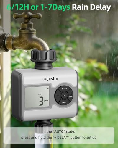 Image of Single Zone LCD Ball Valve Water Timer for Garden | 3 Independent Watering Programs | Works at Zero Pressure | Universal Tap Adapter Included | Rain Sensor Port