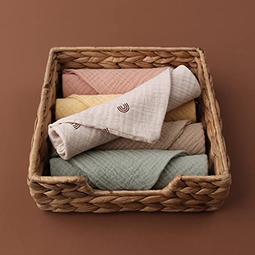 Image of Baby Muslin Burp Cloths, 5 Pieces 4 Layer Cotton Baby Wash Cloth, Washcloths Baby Burping Cloth Newborn Gift Sets