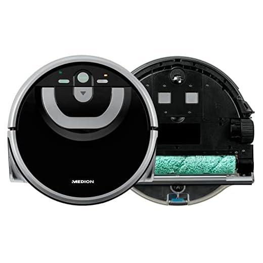 MEDION Wischroboter mit Wassertank P10W (Modell 2021, intelligente Navigation, Bodenreiniger mit Walze für Holzboden Hartboden Parkett, getrennter Schmutzwassertank/Frischwassertank)