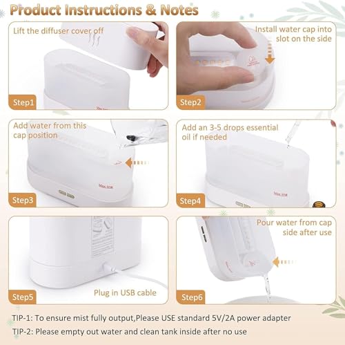 Image of Desidiya Diffuser for Room Moisture,Aroma Diffuser for Home,Cool Mist Small Quiet Air Humidifier,Ultrasonic Essential Oil Burner Electric for Car,Office,Babies,Home,Plant,Flame Diffuser LED,180 Ml