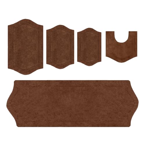 Home Weavers Waterford Collection 100% Cotton Tufted Bath Rug, Extra Soft and Absorbent Bath Rugs, Non-Slip Plush Bath Carpet, Machine Wash, Bath Mat for Bathroom, 5 Piece Set, Chocolate