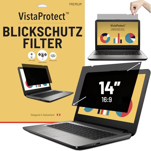 VistaProtect – Premium Blickschutzfilter & Anti-Blaulichtfilter, Privacy Filter Anti Blue Light Blickschutzfolie für Laptops & Notebooks...