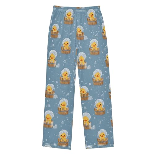 Pajama Pants Duckling Bathing Pattern Long Sleep Pants Lounge Bottoms