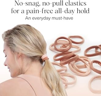 Kitsch Hair Ties No Damage - Strong, Stretchy & Snag-Free Hair Bands | Soft Nylon Ponytail Holders, Stylish Elastics for Everyday Hairstyles | Ideal Gifts for Women - Blush, 20pcs