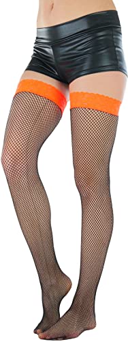 Image of ToBeInStyle Women's Fine Classic Fishnet Thigh High Stretch Nylon Novelty Stockings