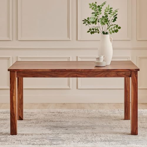 Image of FurniseworldSolid Sheesham Wood Dining Table Set 6 Seater Dinner Dinning Table with 6 Chair for Dining Furniture for Living Room Hotels Restaurant & Cafe
