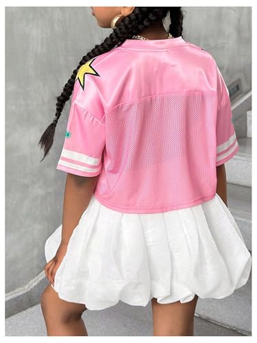 Girl's Y2K Crop Jersey Shirts Number Star Graphic Cute Jersey Shirt V Neck Half Sleeve Football Tees2