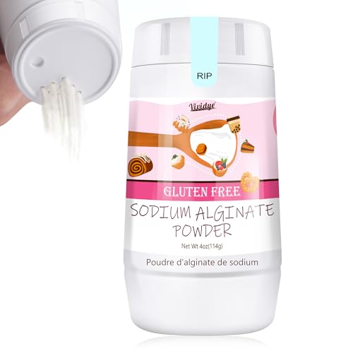 4oz Sodium Alginate Powder, 100% Pure Sodium Alginate for Desserts, Caviar Spheres Making, Ice Cream, Meatloaves, Natural Sodium Alginate Food Grade Gelling Agent