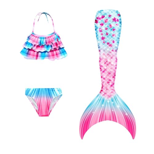 Superband Girls Mermeid Tail Outfits Girls Bathing Suit,3PC
