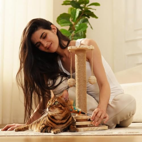 Rascador para gatos con juguete y bola de sisal, 45.99 cm alto miniatura 6