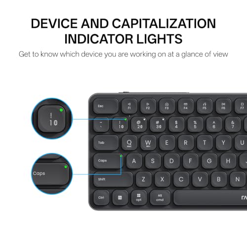 Image of Rapoo 9350S Multi-Device Keyboard and Mouse Combo, 2.4GHz /Bluetooth 5.0 /4.0 Wireless Keyboard & Mouse Set for Windows /Mac /Linux /Chrome, Support 4 Devices, Rechargeable, Silent Click, Compact, Black
