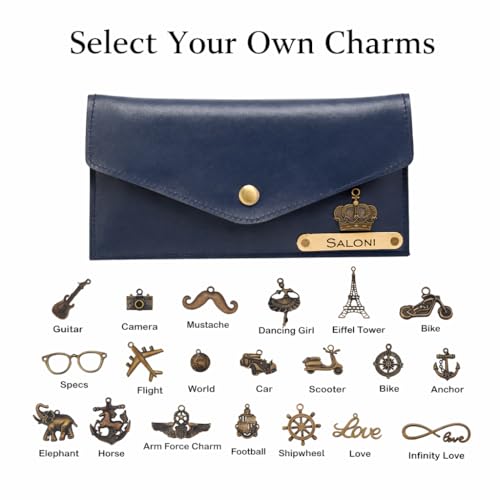 Image of AICA Personalized Name & Charm Leather Womens Wallet (Navy Blue) | Customized Gifts for Women Girls | Gifts for Women | Wallet for Woman | Diwali Gifts | Wallet for Women | Corporate Gifts for Staff