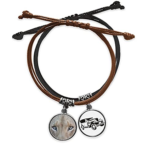 Lion blanc bracelet corde et cuir pour un style sauvage au quotidien