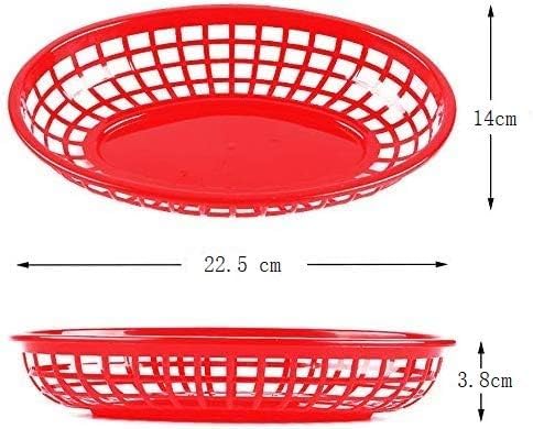 Lawei Lot de 50 paniers de Restauration Rapide Panier de présentation paniers de Rangement en Plastique ovale classique - Rouge, 14 x 22,5 x 3,8 cm – vue 2