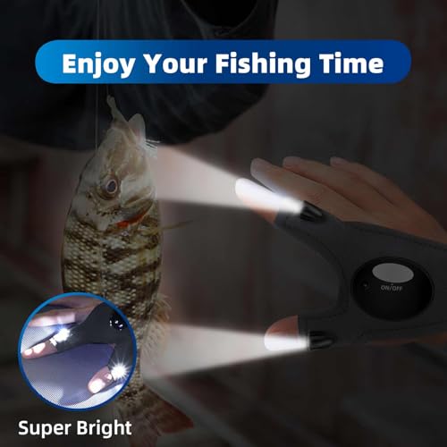 Image of MOIPEJO LED Flashlight Gloves, Gifts for Men Dad Him Boyfriend Husband, Cool Gadget Hands-Free Finger Lights for Camping Fishing Repairing, Fathers Day Christmas Birthday Gift-Rock Gray