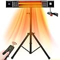 AKIRES Patio Heater,Electric Heater for Outdoor Indoor Use,1500W Outside Infrared Porch Heater with Remote,24H Timer,IP44 Waterproof,Wall Mounted/Ceiling/Tripod for Garage,Basement,Balcony,Deck