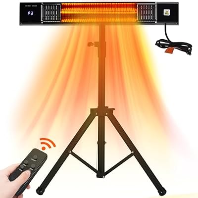 AKIRES Patio Heater,Electric Heater for Outdoor Indoor Use,1500W Outside Infrared Porch Heater with Remote,24H Timer,IP44 Waterproof,Wall Mounted/Ceiling/Tripod for Garage,Basement,Balcony,Deck