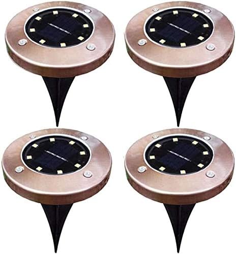 Outdoor In-Ground Lights solar power led ground li 4 Pack Solar Outdoor Garden Lights 8 LED Solar Outdoor In-Ground Lights Stainless Steel Disk Lights IP 67 Waterproof Used For Patio Lawn, Pathway, Ya