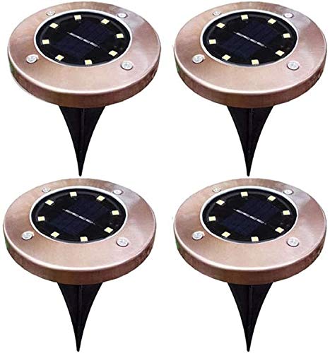 Outdoor In-Ground Lights Solar Power Led Ground Li 4 Pack Solar Outdoor Garden Lights 8 Led Solar Outdoor In-Ground Lights Stainless Steel Disk Lights Ip 67 Waterproof Used For Patio Lawn, Pathway, Ya #TOP20