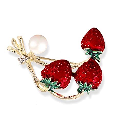 Broche fraise strass rouge sublimez votre manteau ou veste