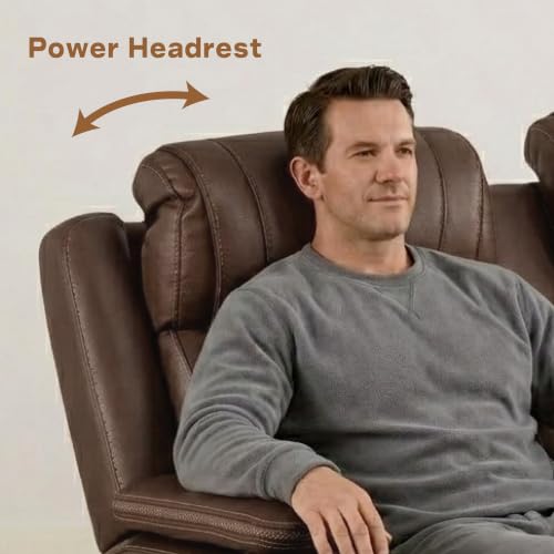 Image of Watson & Whitely Power Reclining Sofa 3-Seat, Genuine Leather Cafe Brown