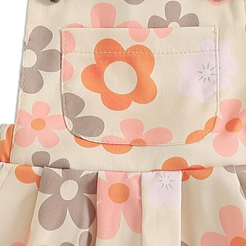 BILIKEYU Toddler Little Girls Jumpsuits Flowers Prints Adjustable Straps Baggy Wide Leg Summer Romper Pants4