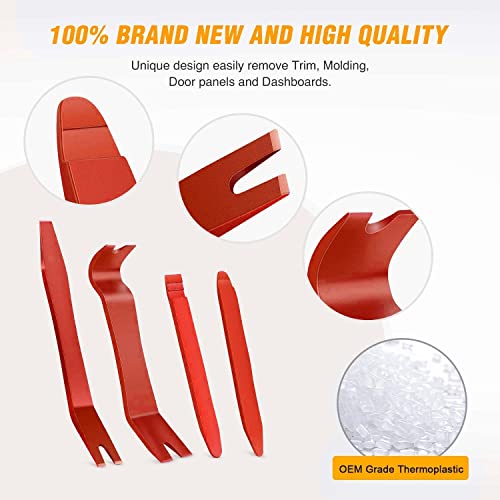 Gooacc GRC-201 5 Pcs Nylon Auto Trim Removal Tool Kit No-Scratch Removal Tool Kit For Car Panel & Audio Dashboard Dismantle Red thumb #2