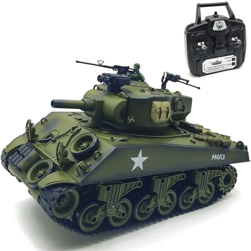 fisca Remote Control Tank, 2.4Ghz 15 Channel 1/20 Sherman M4A3 Main Battle RC Tank that Shoot BBS Airsoft for Kids Age 10 11 12-16 Year Old