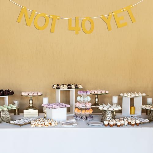 Image of Not 40 Yet Banner - Last Year In My 30s Banner, Happy 39th Birthday Sign, Cheers to 39 Years,Funny 39th Birthday Party Decorations Gold Glitter