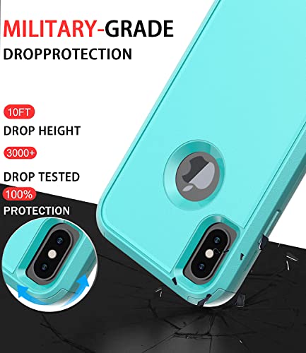 Diverbox For Iphone X Case/Iphone Xs Case [Shockproof] [Dropproof] [Tempered Glass Screen Protector ] Heavy Duty Protection Phone Case Cover For Apple Iphone X/Xs (Teal) #TOP1