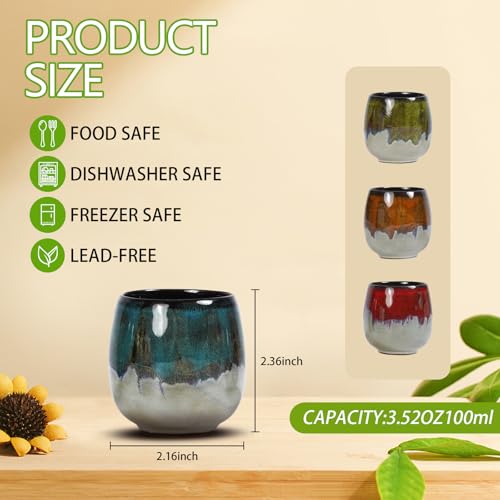 Tolatr B0BBZFC7MK_CA NARF Ceramic Kiln-Change Espresso Cups Small Espresso Coffee Cup Spirits Cups Tasting Cups Ceramic Mate Cup Set Of 4 thumb #2