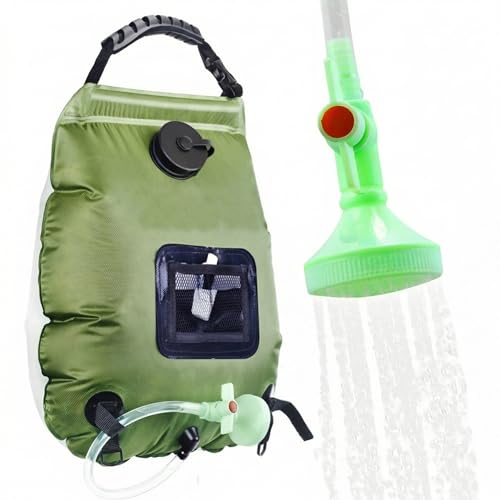 5-Gallon Solar Shower Bag with Real-Time Temp Display - Fast Heating in 20 Mins - Lightweight 0.99lbs Portable Camp Shower for Short Trips & Emergency Backup