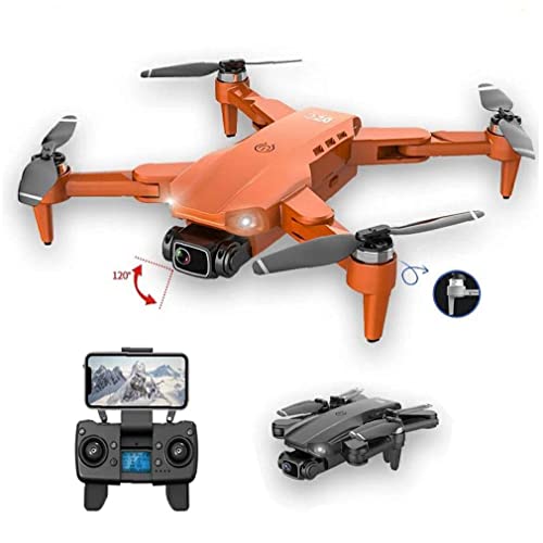 HJRBM Camcorder Objektive Mini Drone Faltbarer Quadcopter 4K HD Kamera GPS RC Drohne mit 2 Akkus Orange (Grau)