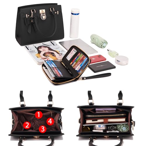 Image of Qiyuer Cute Purses Wallet Set For Women Handbags Satchel Tote Shoulder Bag | Affordable Luxury, Ideal Gift, Large Clutch Wallet, 2PCS, Sturdy Structured, Stylish, PU, Practical & Roomy for Daily & Work