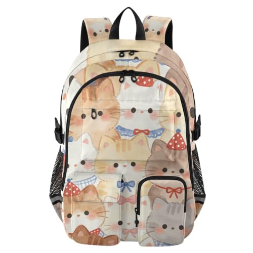 Mochila para laptop de 17.5 pulgadas con compartimentos y estampado de gato