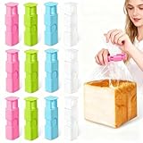 12 Piezas Pinzas para Bolsas de Alimentos con Muelle - Clips de Cierre Reutilizables para Patatas Fritas, Pan y Snacks, Pinzas Bolsas Alimentos para Conservación Frescura (Azul, Blanco, Verde, Rosa)