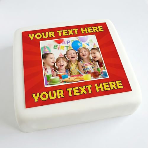 7.5 7 6 5 4 Inch Pre Cut Multi Size Square Personalised Photo/Your Logo Cake Topper Edible Fondant Icing Sheet/Wafer Cake Topper