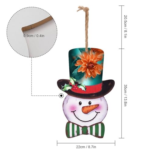 Panneau de Noël en bois imprimé fleur bleu sarcelle et orange unique