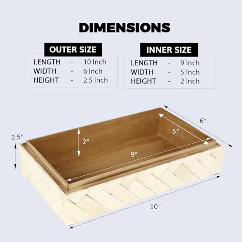 Image of Handicrafts Home Decorative Box - Handmade Jewelry Organizer Box with Lid - Keepsake Box for Home Decor, Jewelry, Accessories, Collectibles - Modern Wooden Storage Box - Braid, 10X6X2.5 inch
