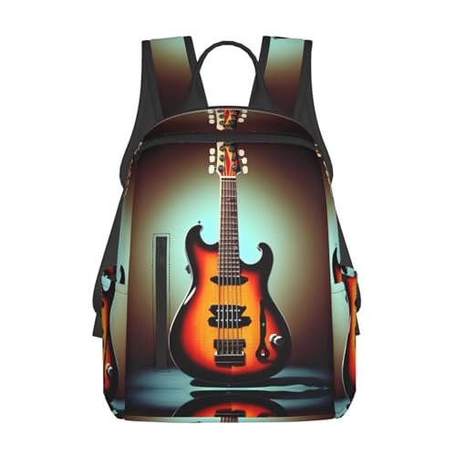 DRTGEDS Guitar Bass Music Musical Instrument Backpacks Lightweight Bookbag With 1 Main Compartment, Front Utility Pocket With Built