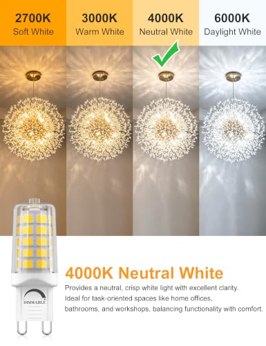 Image of BAOMING 24-Pk G9 LED 4W, 4000K Cool White, Dimmable Ceramic Base Bulb | G9 LED 40W Equiv 450LM Smooth Dimming Flicker-Free Ceramic Base Chandelier & Sconce